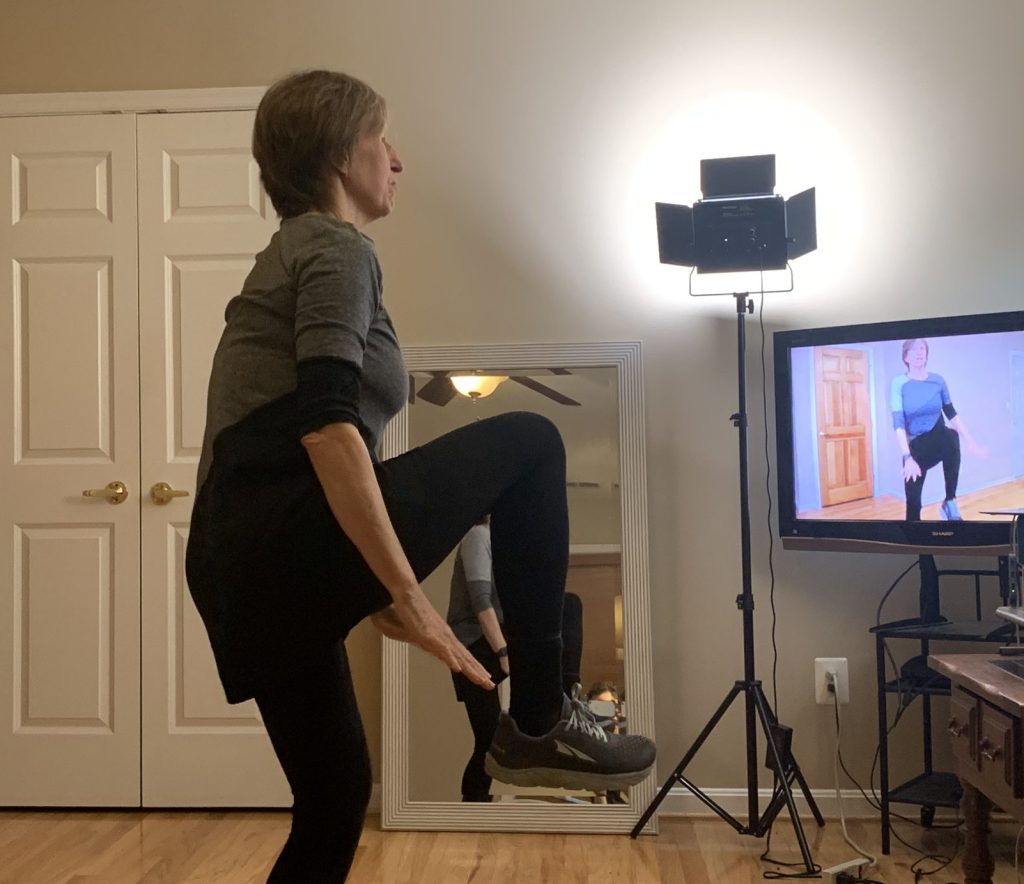 Patricia filming an online class