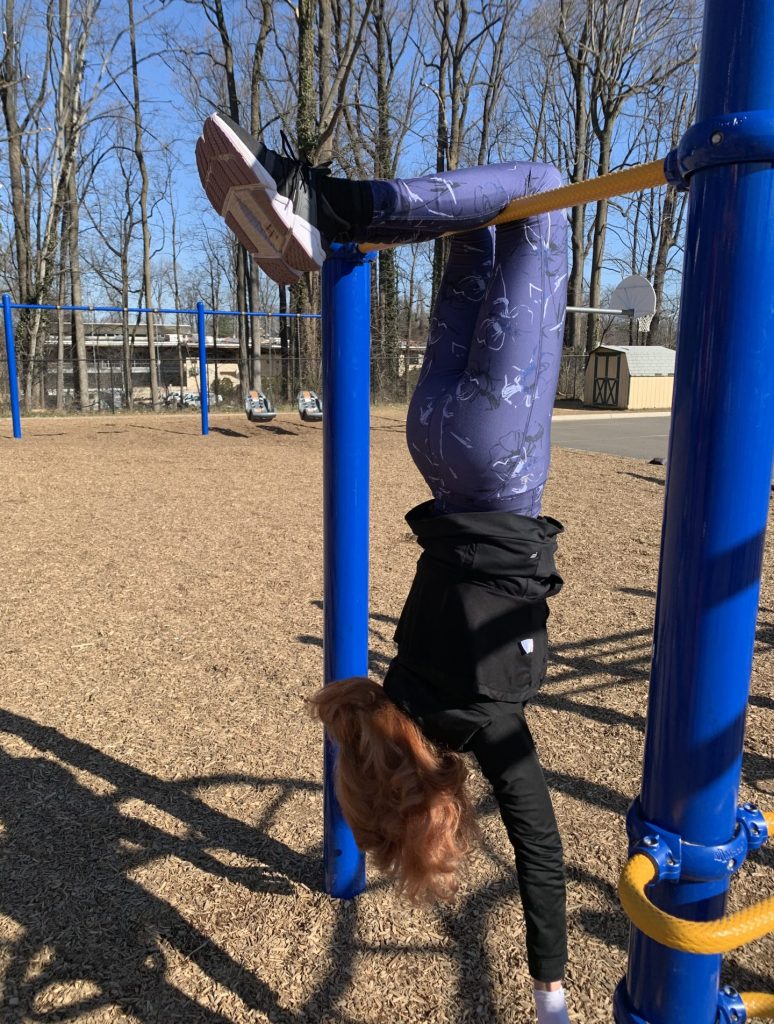 Hanging out. Woman exercising.