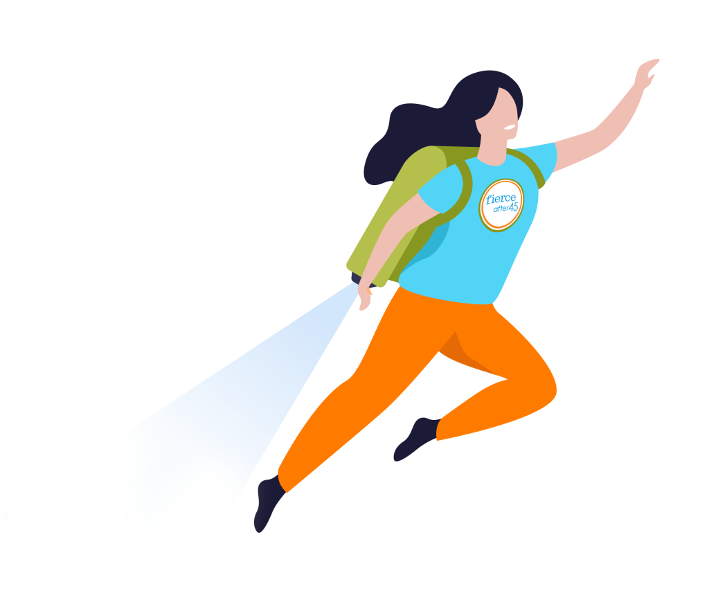 Cartoon woman flying with jetpack